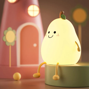Veilleuses Poire mignonne et animal Kawaii pour enfants - intensité lumineuse variable