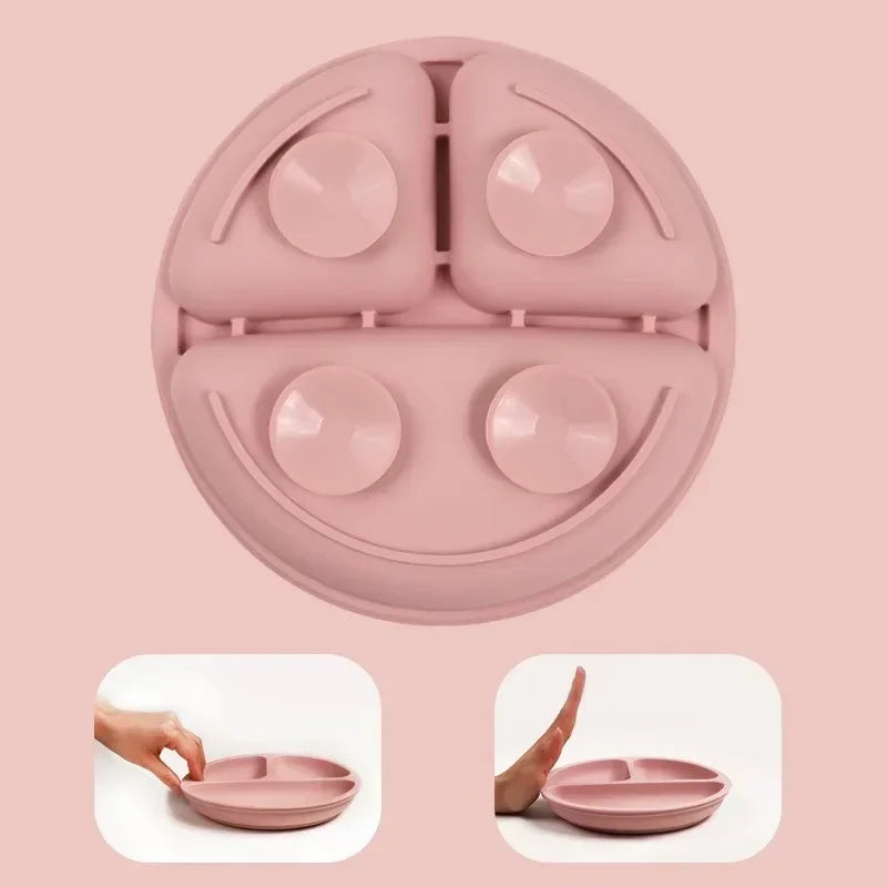 Assiette à ventouse et couverts en silicone pour bébé