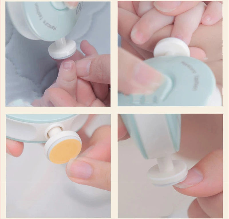 Coffret lime à ongles électrique pour bébé avec 6 embouts