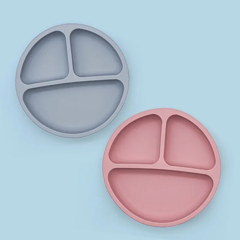 Assiette à ventouse et couverts en silicone pour bébé
