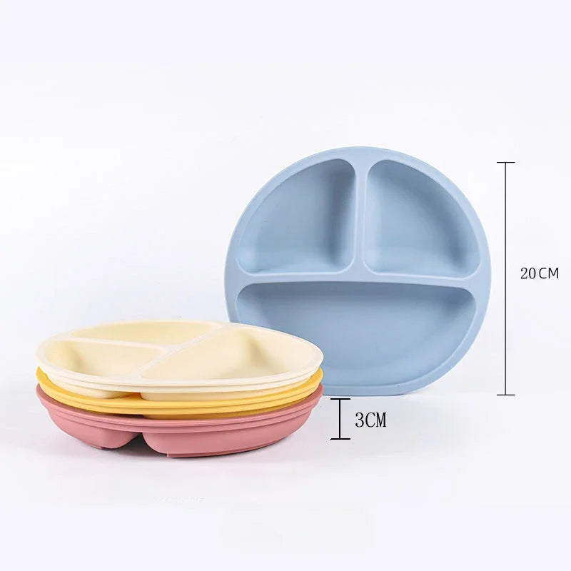Assiette à ventouse et couverts en silicone pour bébé