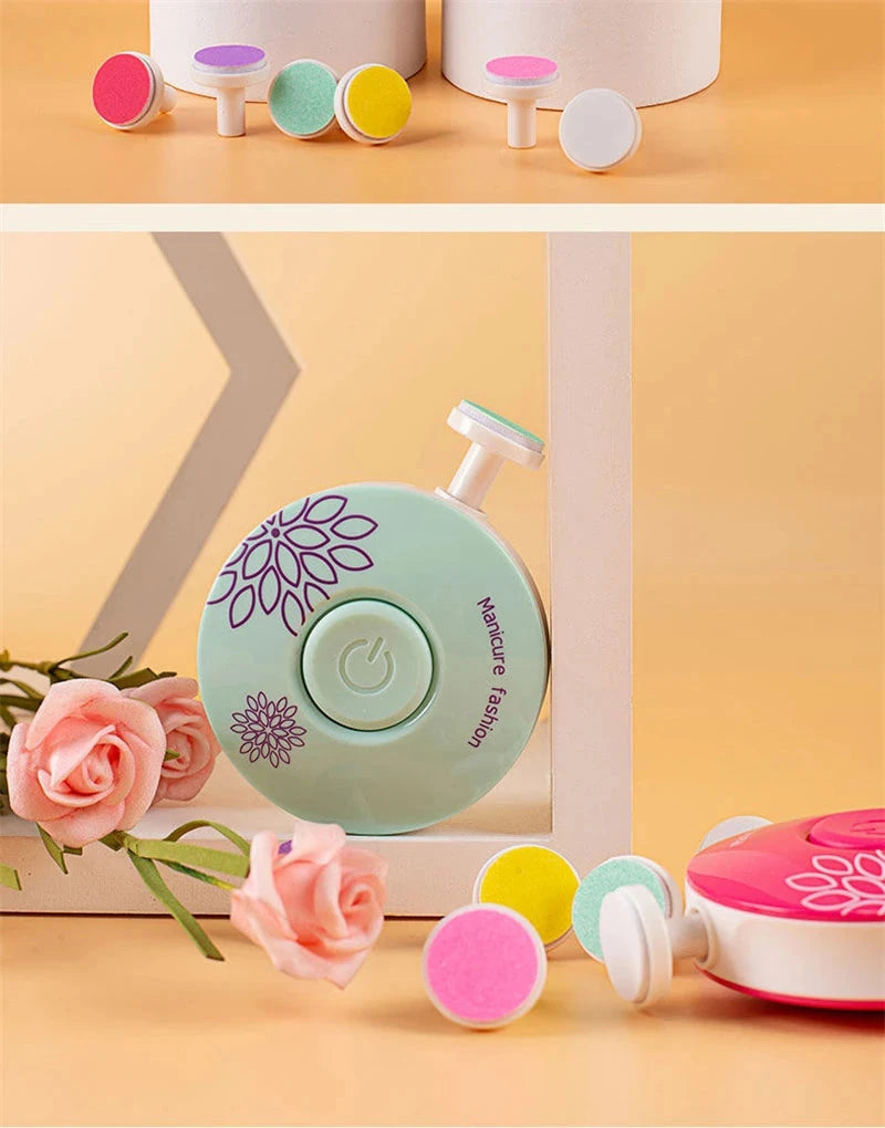 Coffret lime à ongles électrique pour bébé avec 6 embouts
