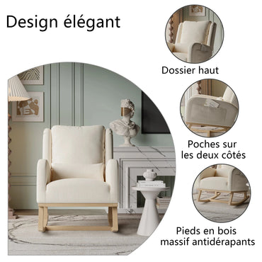 Fauteuil d'allaitement à bascule, doux, confortable et style moderne, avec espaces de rangement Petit Berceau