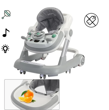 Trotteur pliable 2 en 1 avec plateau musical amovible