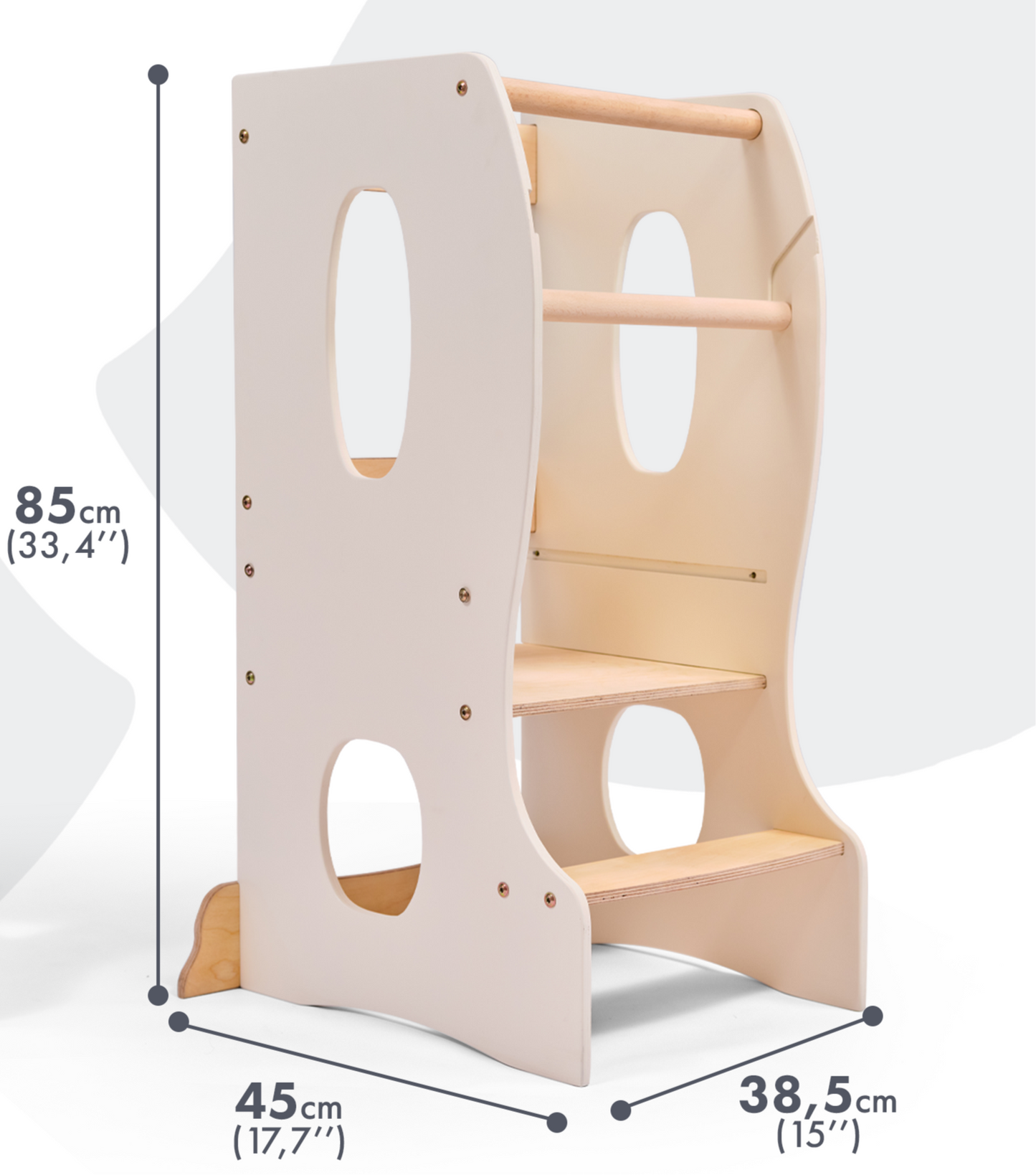 Tour d'apprentissage Montessori : Chaise évolutive pour enfant en bois – Ivoire