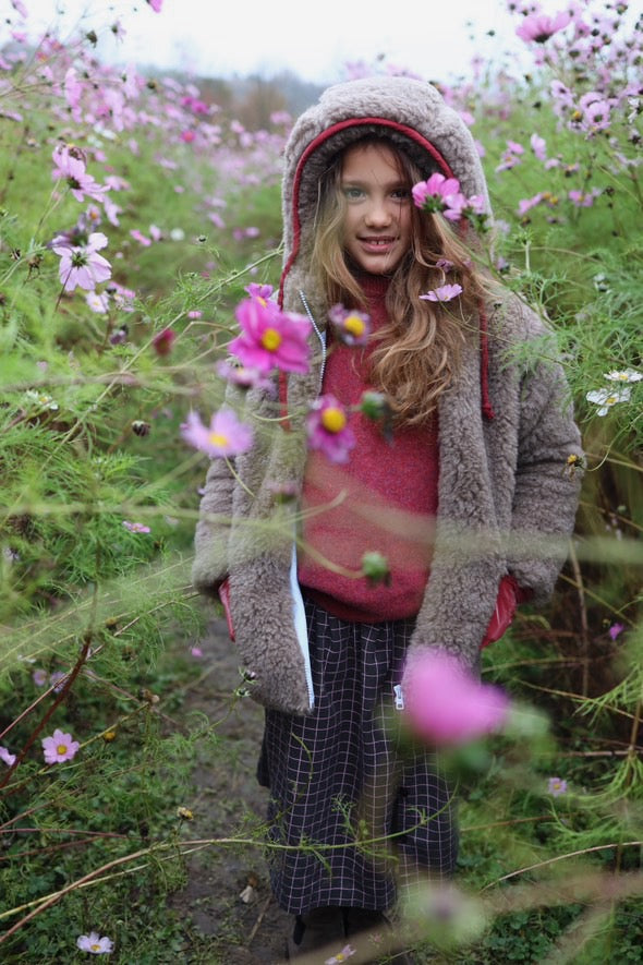 Baby/Kid Jacket in Teddy Wool - Melange Brown-2
