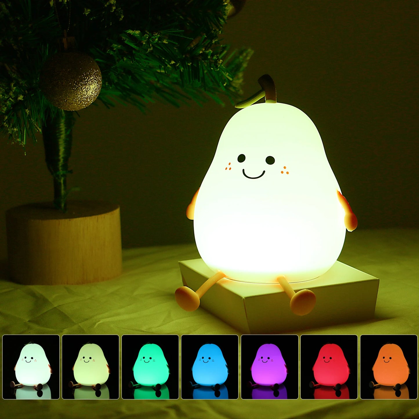 Veilleuses Poire mignonne et animal Kawaii pour enfants - intensité lumineuse variable