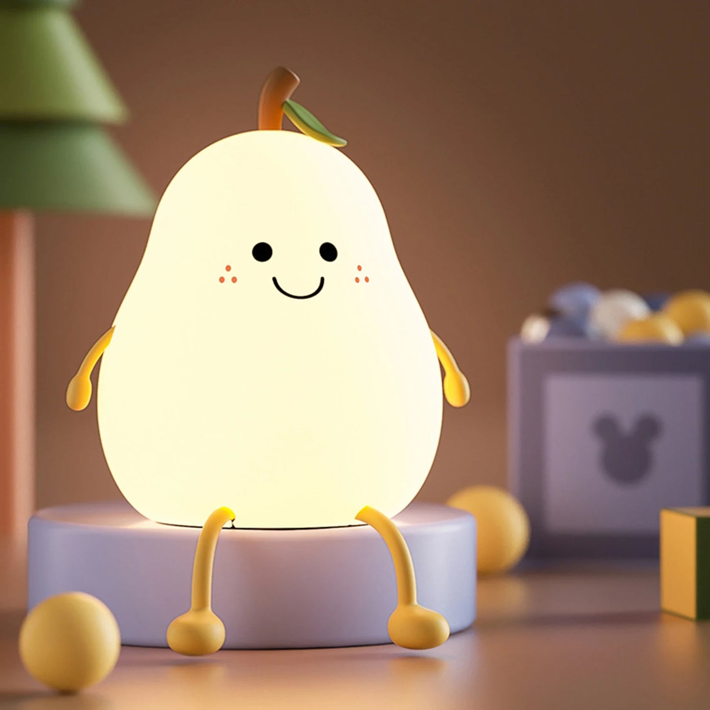 Veilleuses Poire mignonne et animal Kawaii pour enfants - intensité lumineuse variable