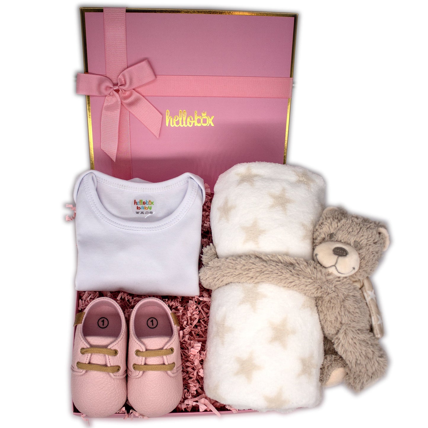 Coffret Cadeau Bébé Hello Box pour Naissance Fille, Nouveau-né