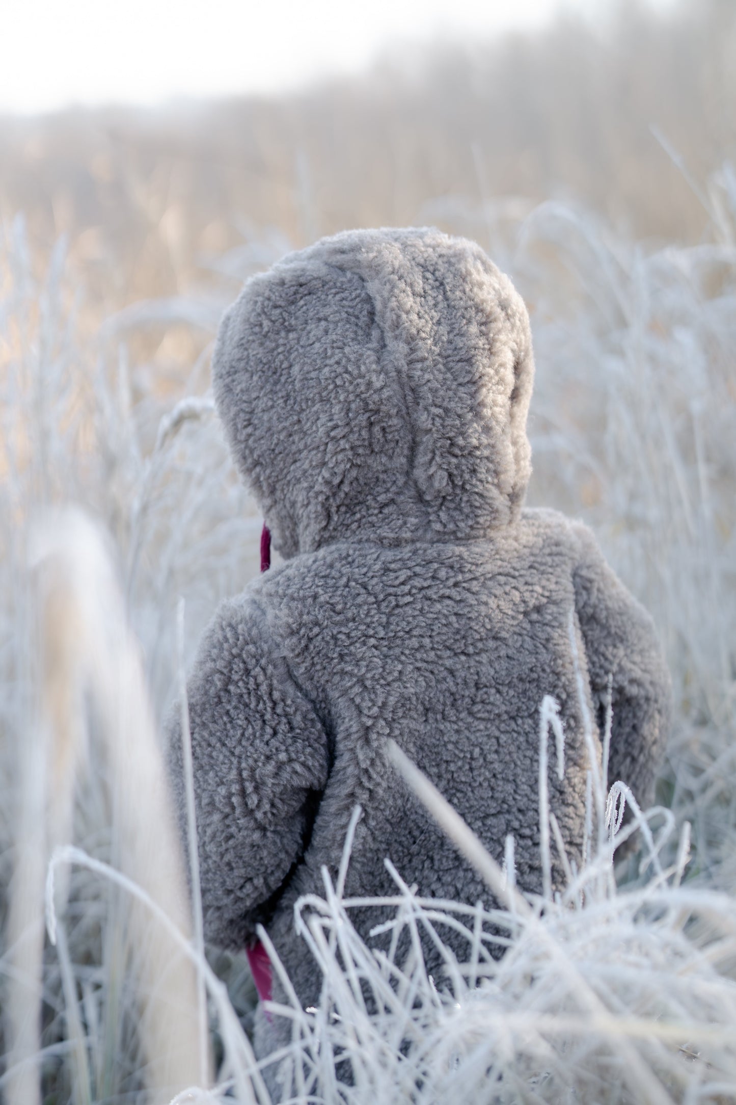Baby/Kid Jacket in Teddy Wool - Melange Brown-4