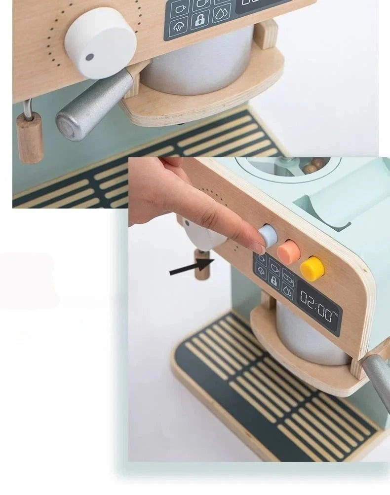 Jeux d'imitation en bois pour enfants - Machine à café et Caisse enregistreuse
