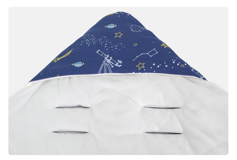 Couverture d'emmaillotage avec capuche pour bébé pour siège-auto motif ciel étoilé