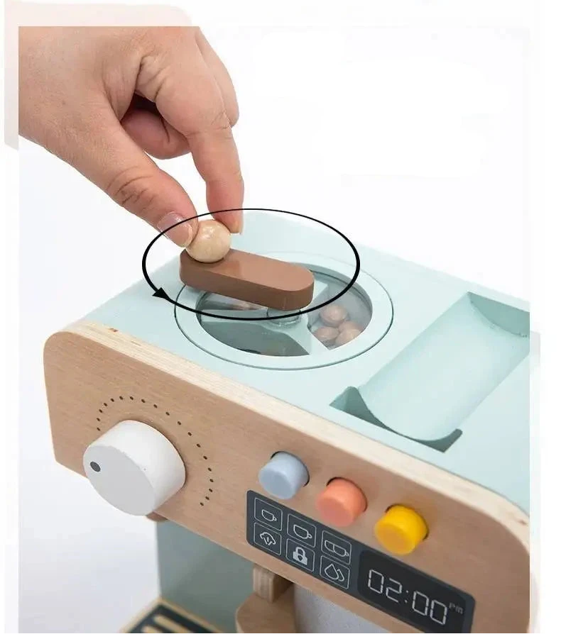 Jeux d'imitation en bois pour enfants - Machine à café et Caisse enregistreuse