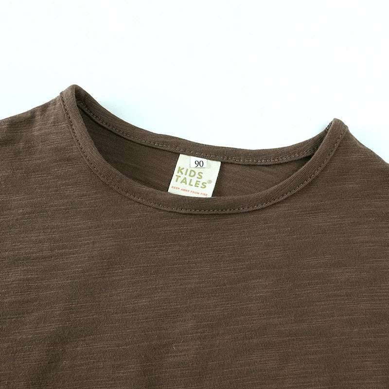 Tee-shirt à manches longues en coton, style simple et décontracté