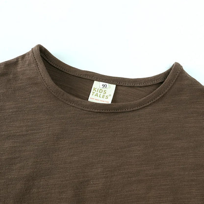 Tee-shirt à manches longues en coton, style simple et décontracté