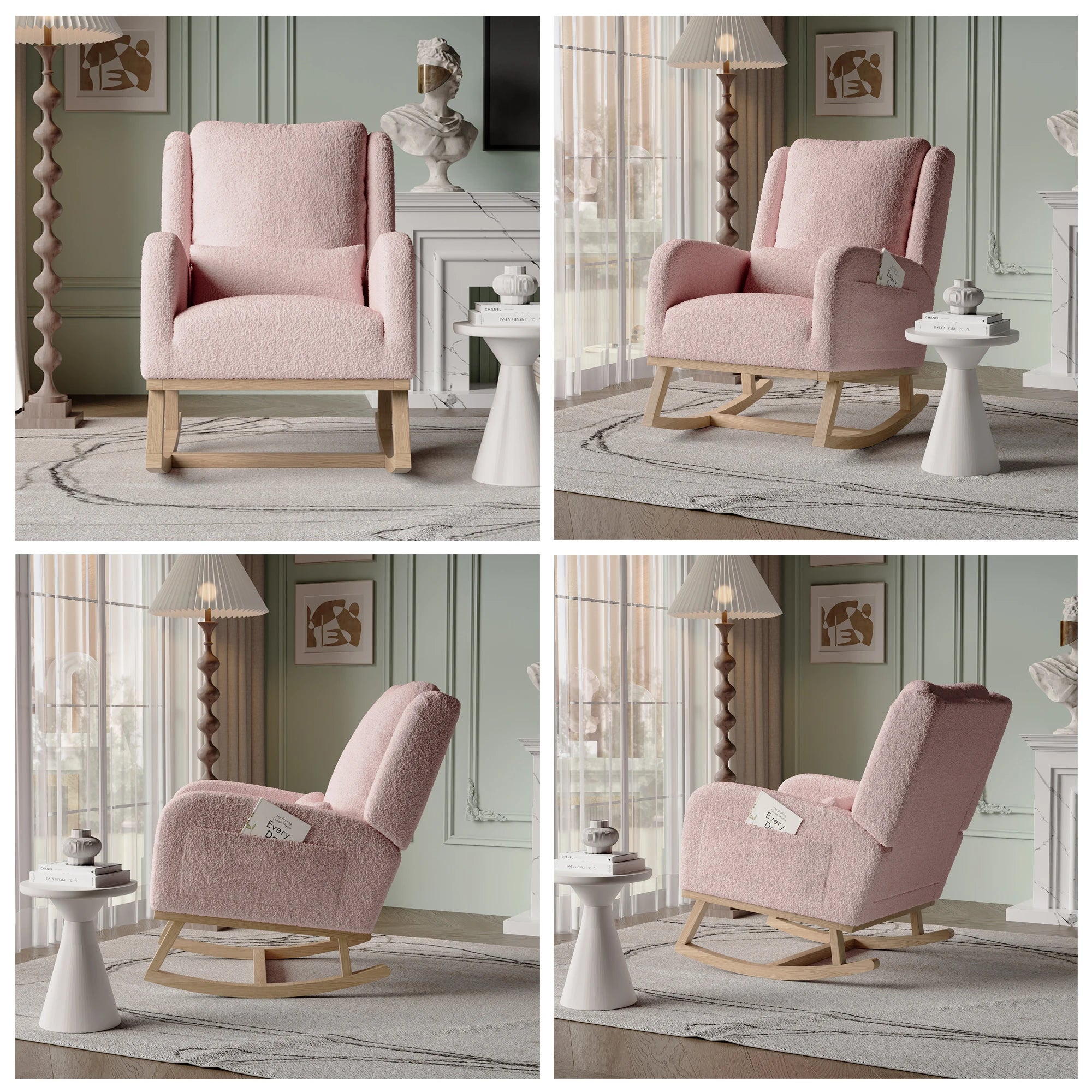 Fauteuil d'allaitement à bascule, doux, confortable et style moderne, avec espaces de rangement Petit Berceau