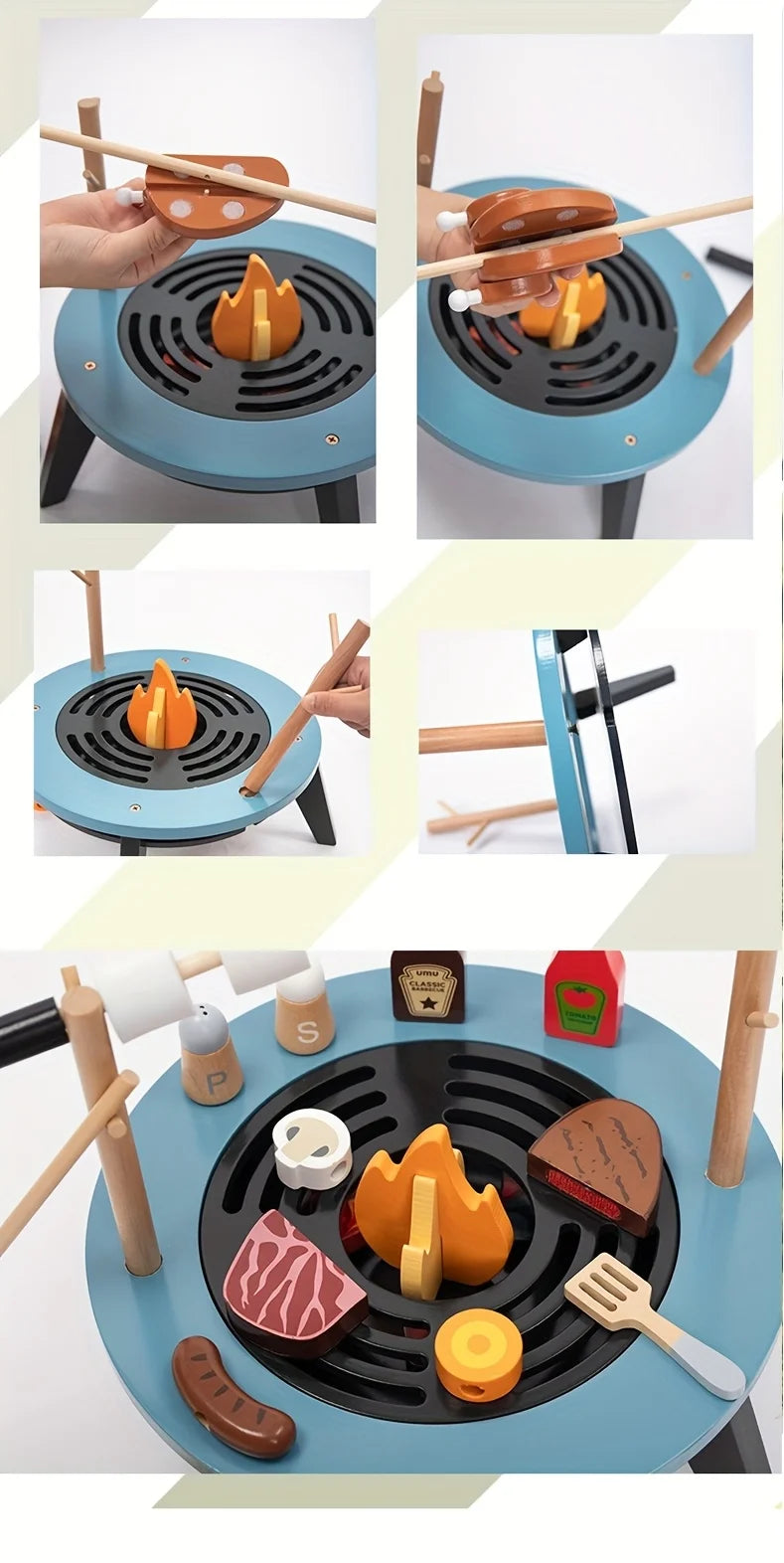 Ensemble de jeu de Barbecue en bois pour enfants