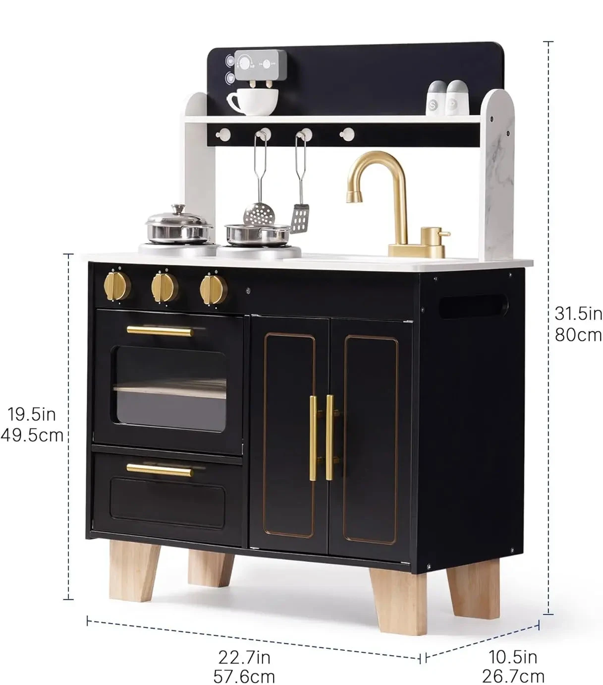 Cuisine de jeu en bois élégante pour enfants