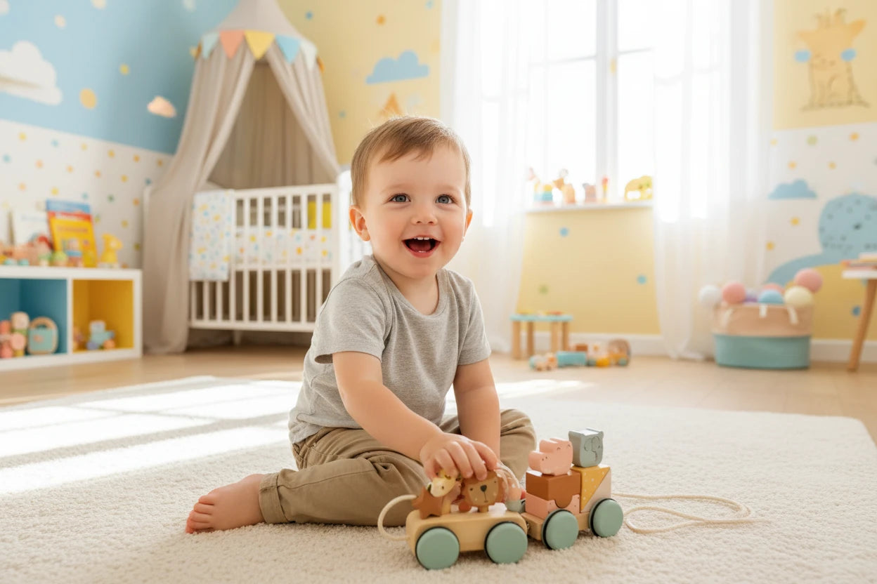 Jouets Montessori en bois pour bébé - Le train des animaux Petit Berceau