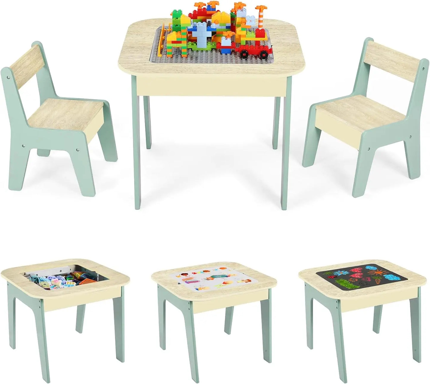 Ensemble Table d'activité 4 en 1 et 2 chaises