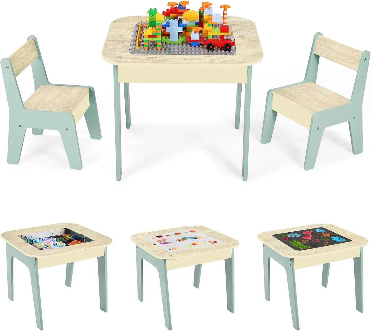 Ensemble Table d'activité 4 en 1 et 2 chaises