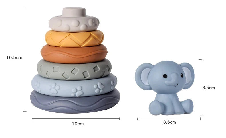 Tour à empiler Montessori Koala ou Eléphant pour bébé, développement de la motricité Fine