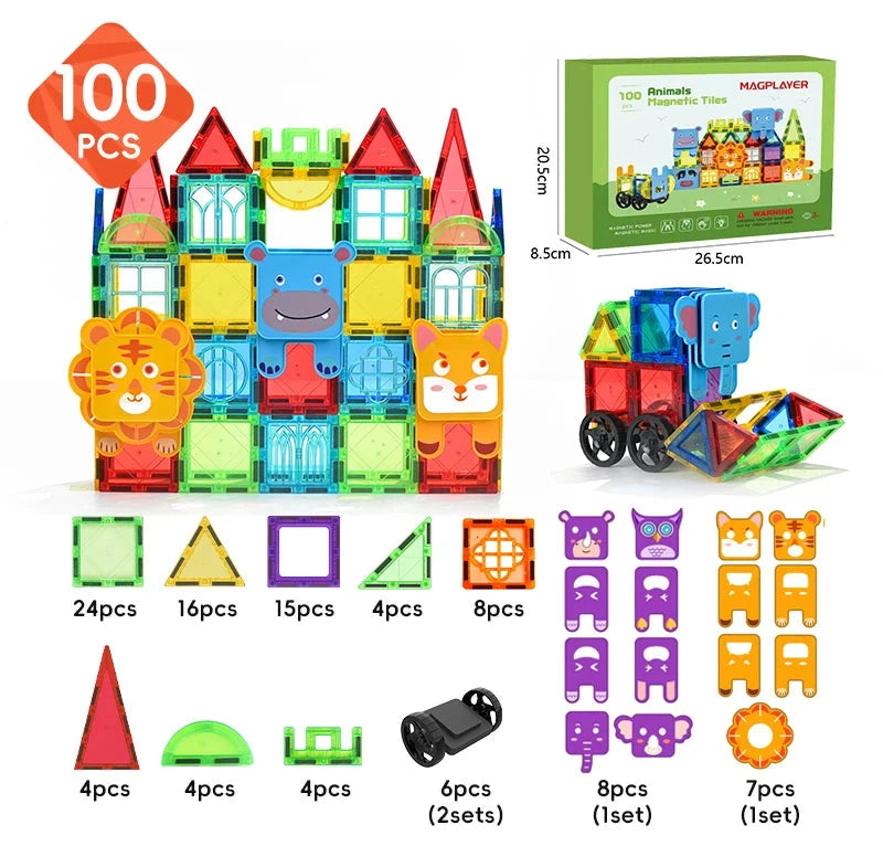 Blocs de construction magnétiques animaux pour enfants