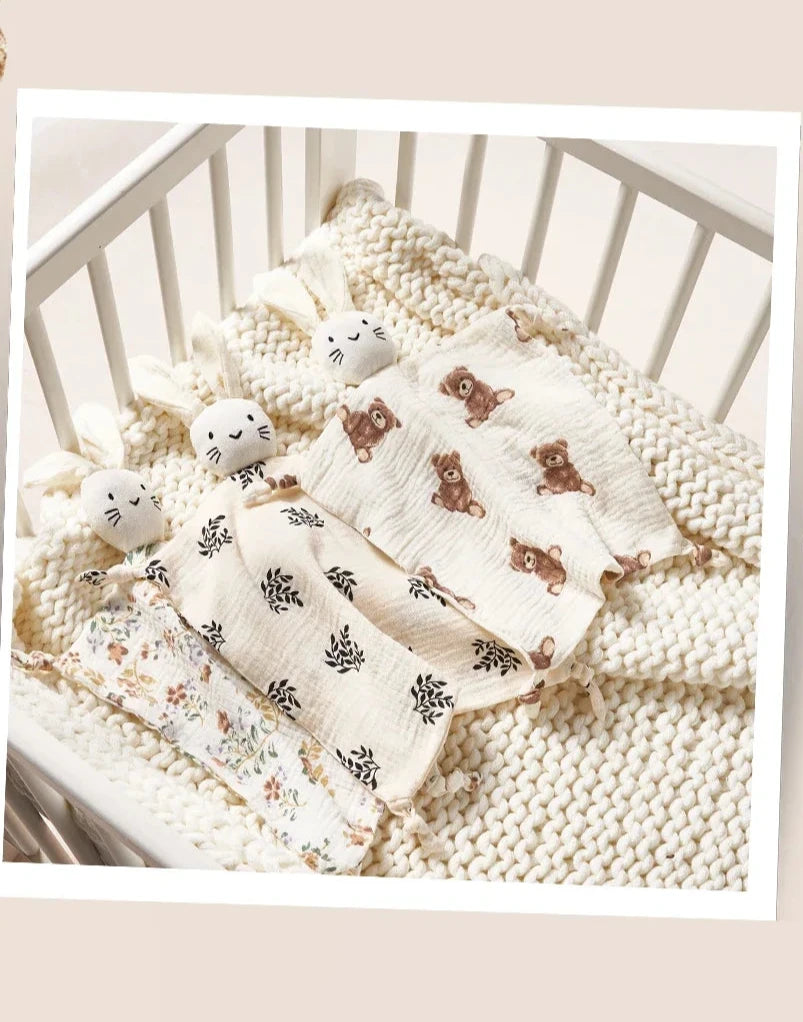 Doudou lapin en gaze de coton