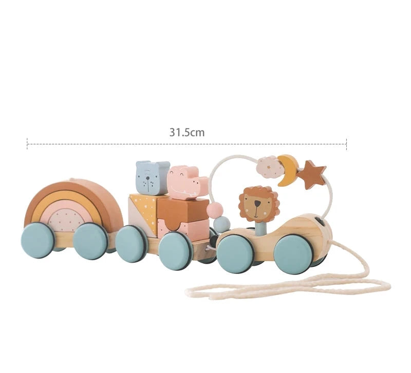 Jouets Montessori en bois pour bébé - Le train des animaux
