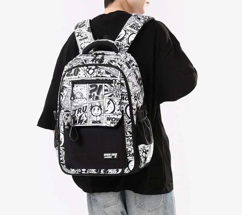 Sac à dos collégien motifs BD ou New York