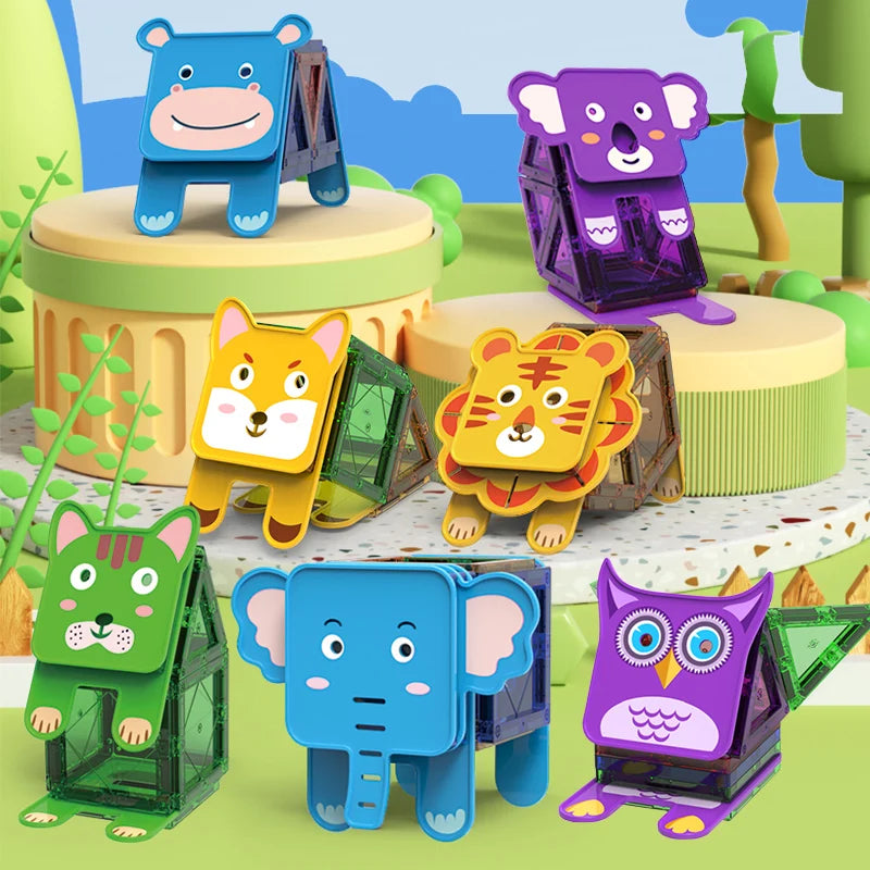 Blocs de construction magnétiques animaux pour enfants