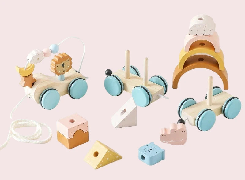 Jouets Montessori en bois pour bébé - Le train des animaux Petit Berceau