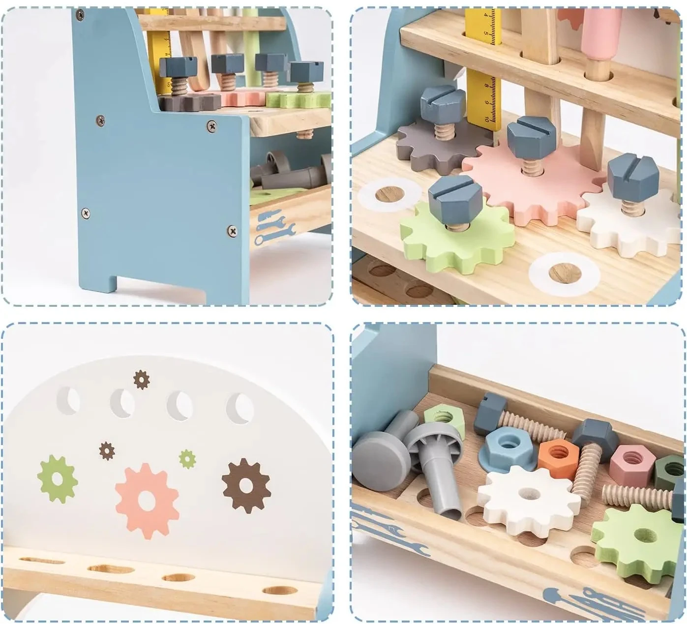 Etabli de bricolage en bois et son ensemble d'outils pour enfants