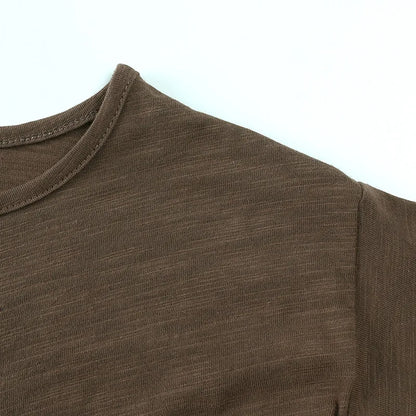 Tee-shirt à manches longues en coton, style simple et décontracté