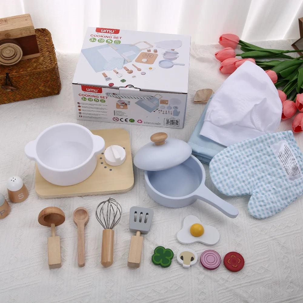 Ensemble d'ustensiles et d'accessoires de cuisine en bois pour enfants