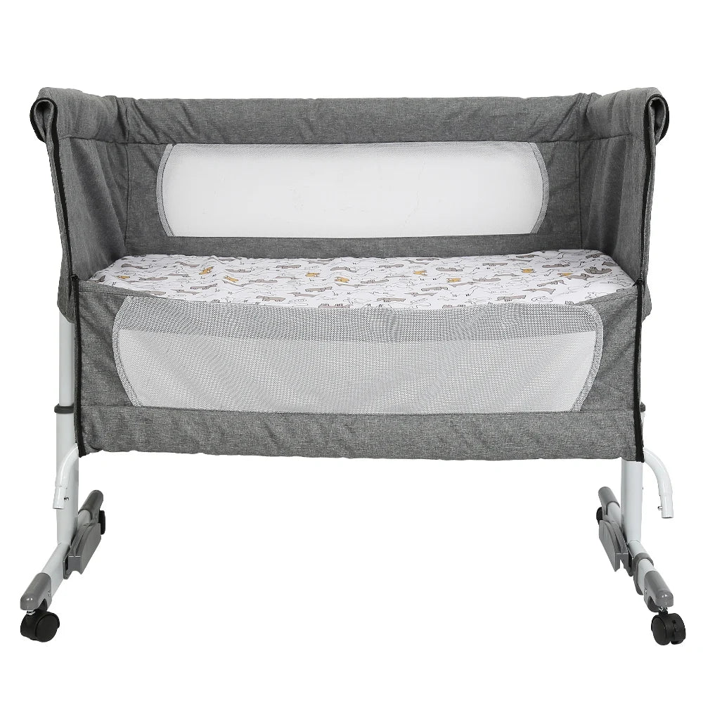 Lit bébé 3 en 1 berceau mobile, réglable avec moustiquaire, matelas, et panier de rangement