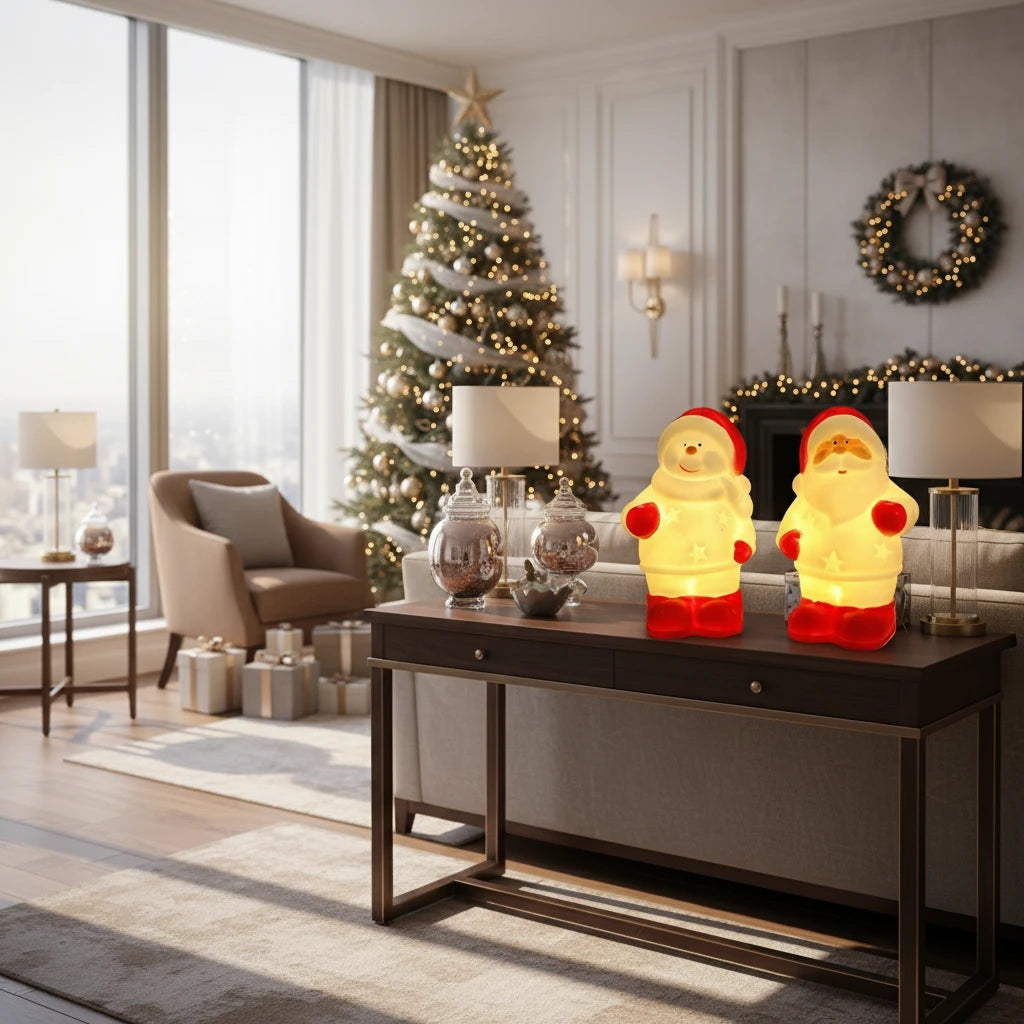 Lampes LED décoratives de noël - Père Noël et Bonhomme de Neige