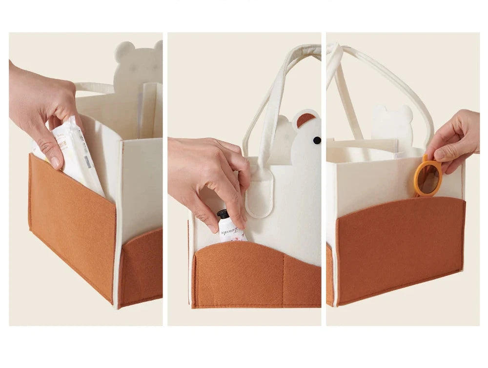 Panier organisateur de couches motif ours