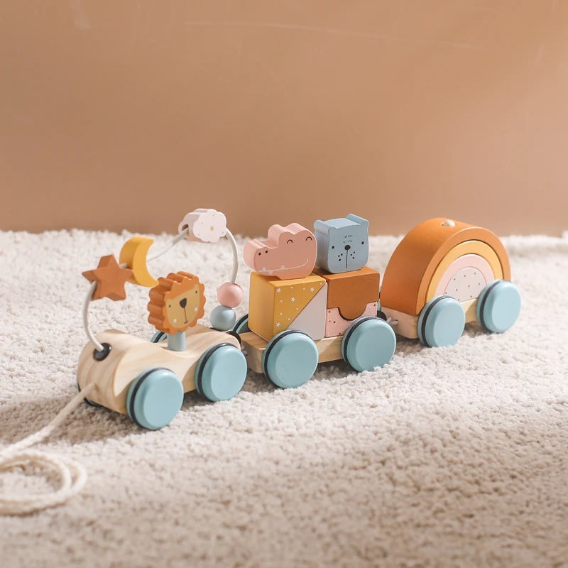 Jouets Montessori en bois pour bébé - Le train des animaux Petit Berceau