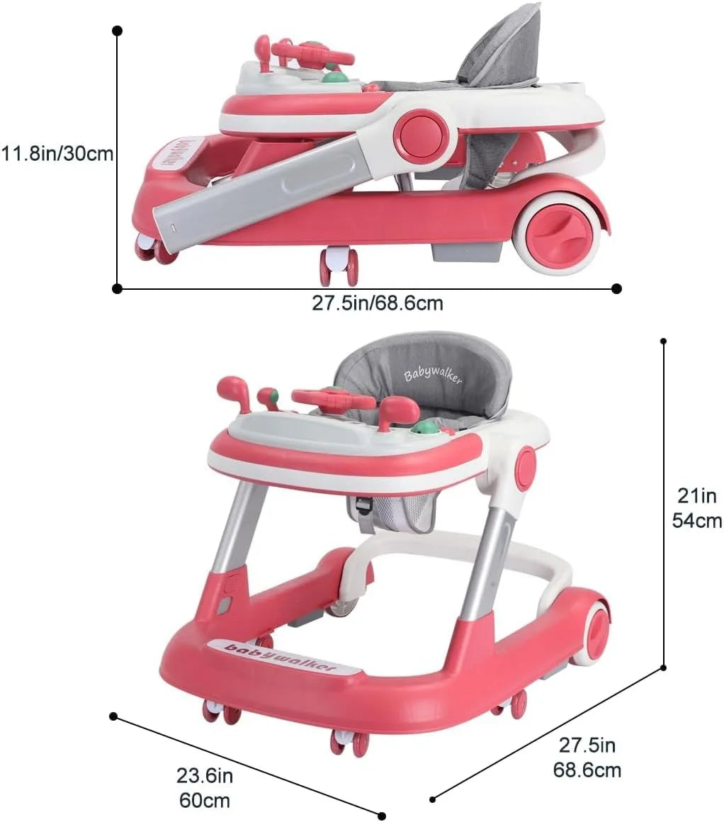Trotteur pliable 2 en 1 avec plateau musical amovible