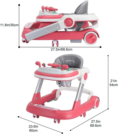Trotteur pliable 2 en 1 avec plateau musical amovible