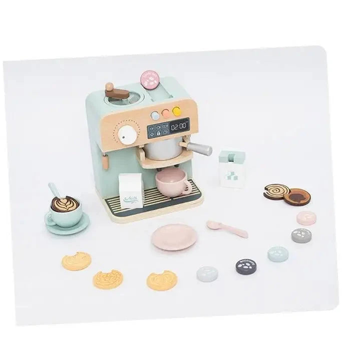 Jeux d'imitation en bois pour enfants - Machine à café et Caisse enregistreuse