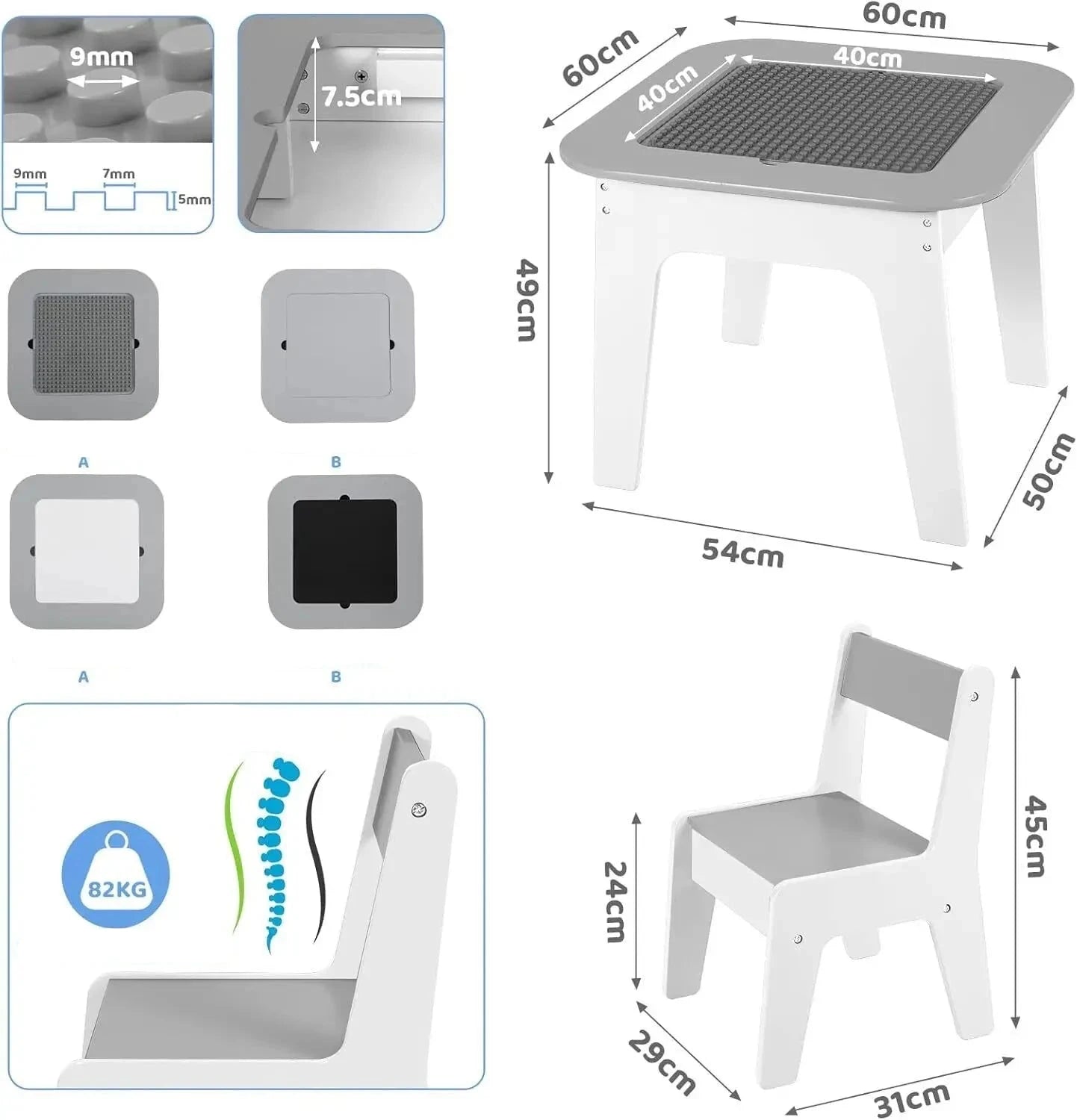 Ensemble Table d'activités 4 en 1 et 2 chaises
