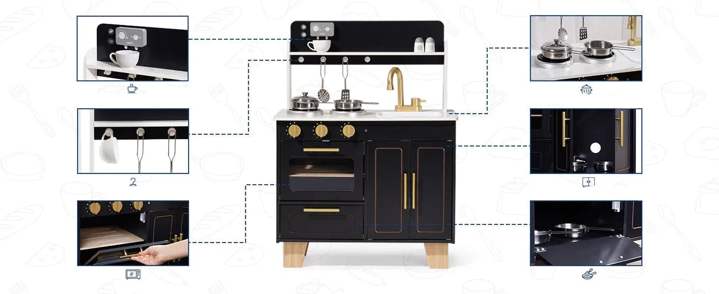 Cuisine de jeu en bois élégante pour enfants