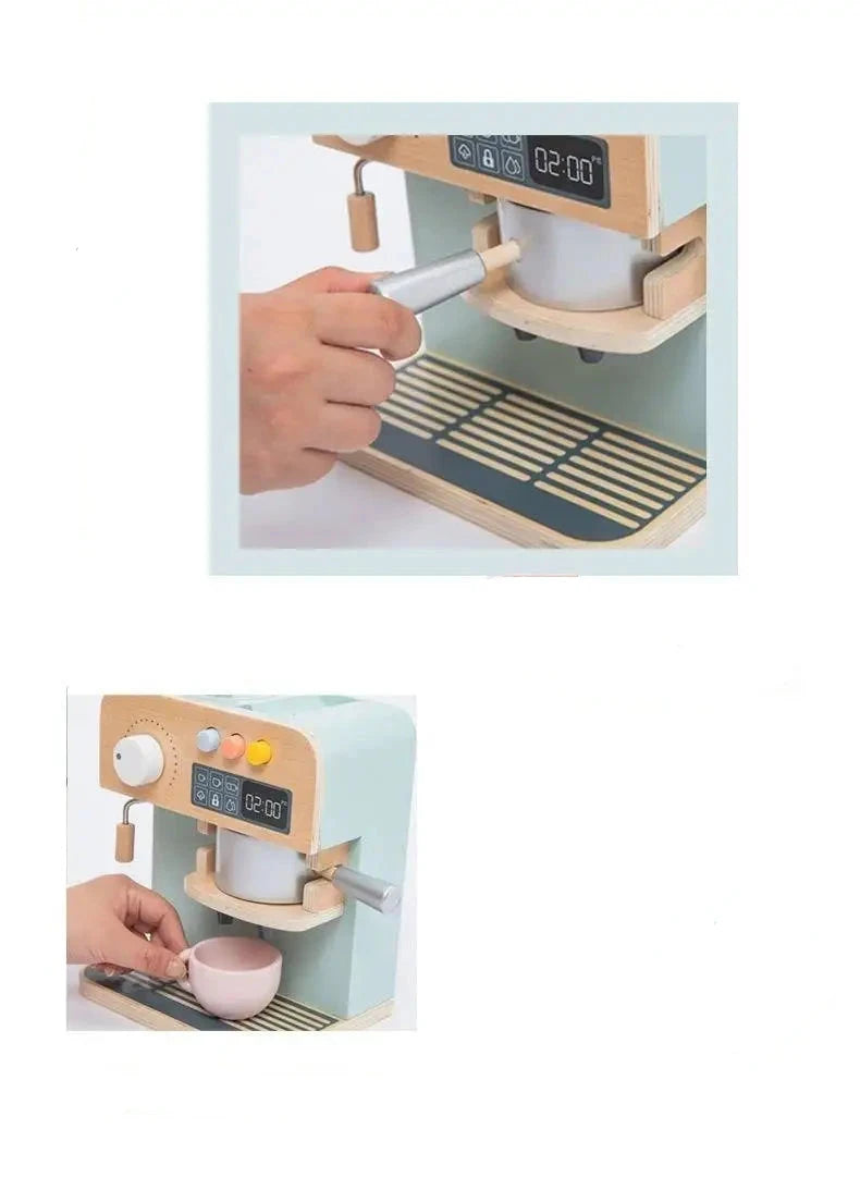 Jeux d'imitation en bois pour enfants - Machine à café et Caisse enregistreuse