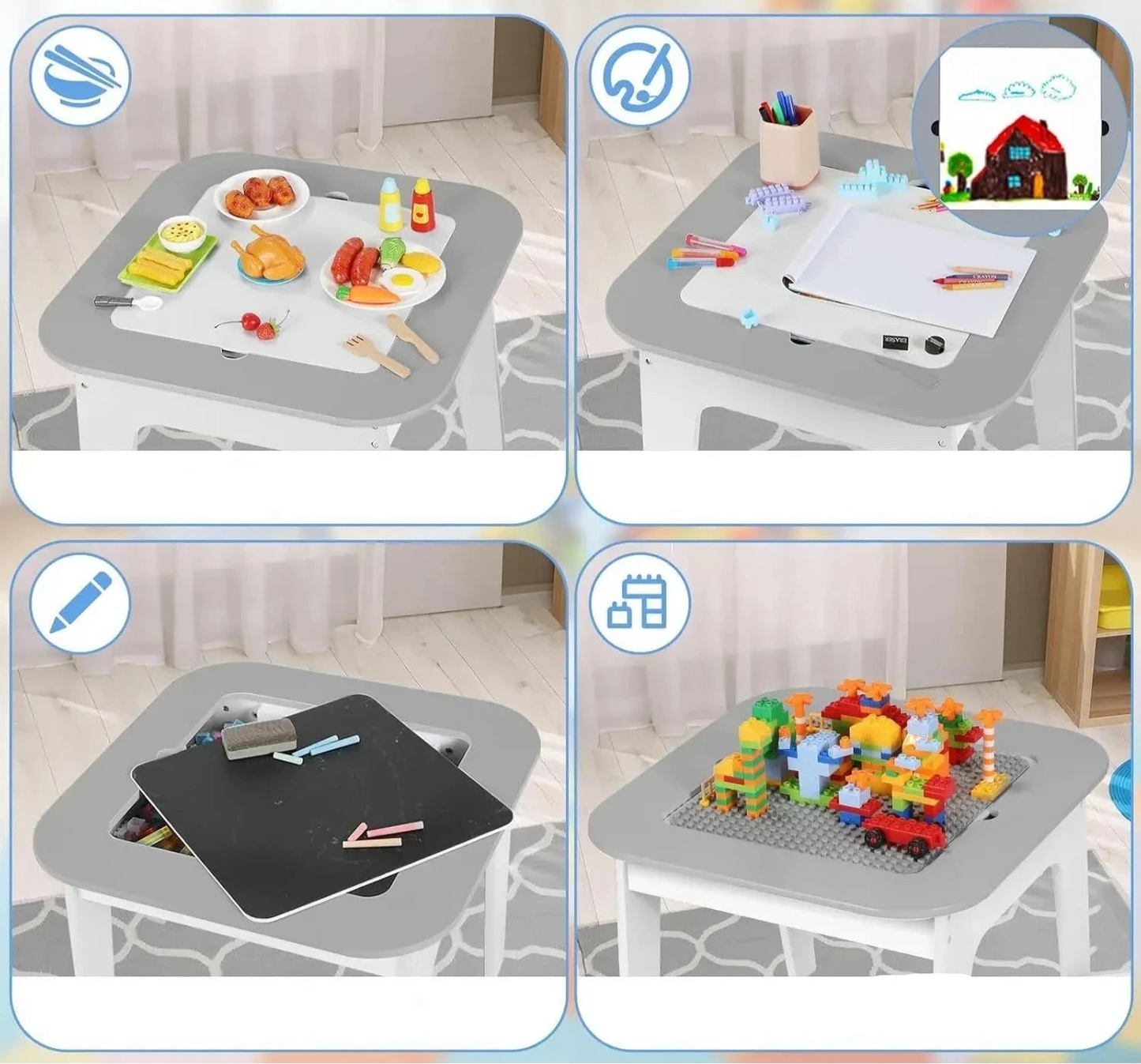 Ensemble Table d'activités 4 en 1 et 2 chaises