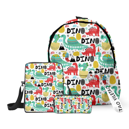 Ensemble sac à dos, trousse et sacoche dinosaures