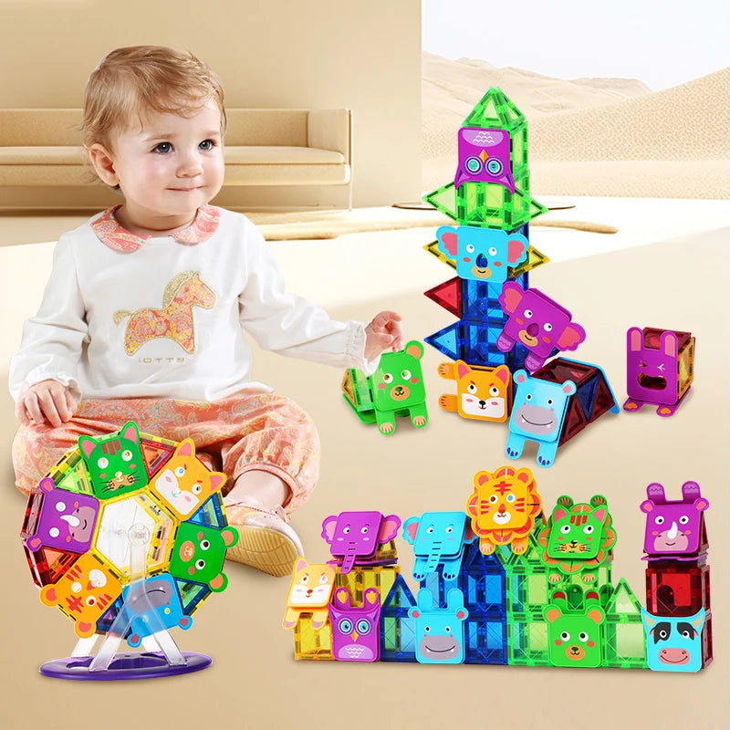 Blocs de construction magnétiques animaux pour enfants