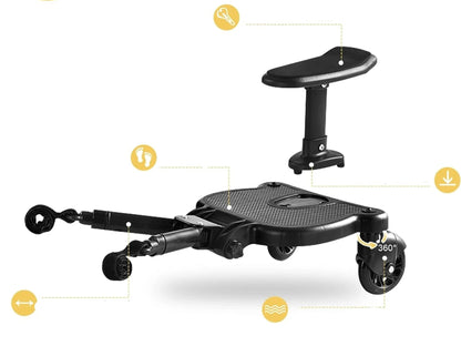 Adaptateur marchepied universel 2 en 1 pour poussette, avec siège pour deuxième enfant