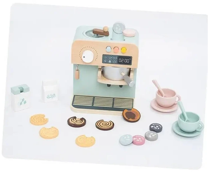 Jeux d'imitation en bois pour enfants - Machine à café et Caisse enregistreuse
